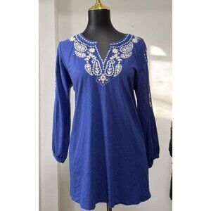 J. JILL Soft Stretch Embroidered V-Neck Tee Top Size M